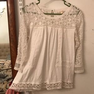 White blouse with lace details from Anthropologie